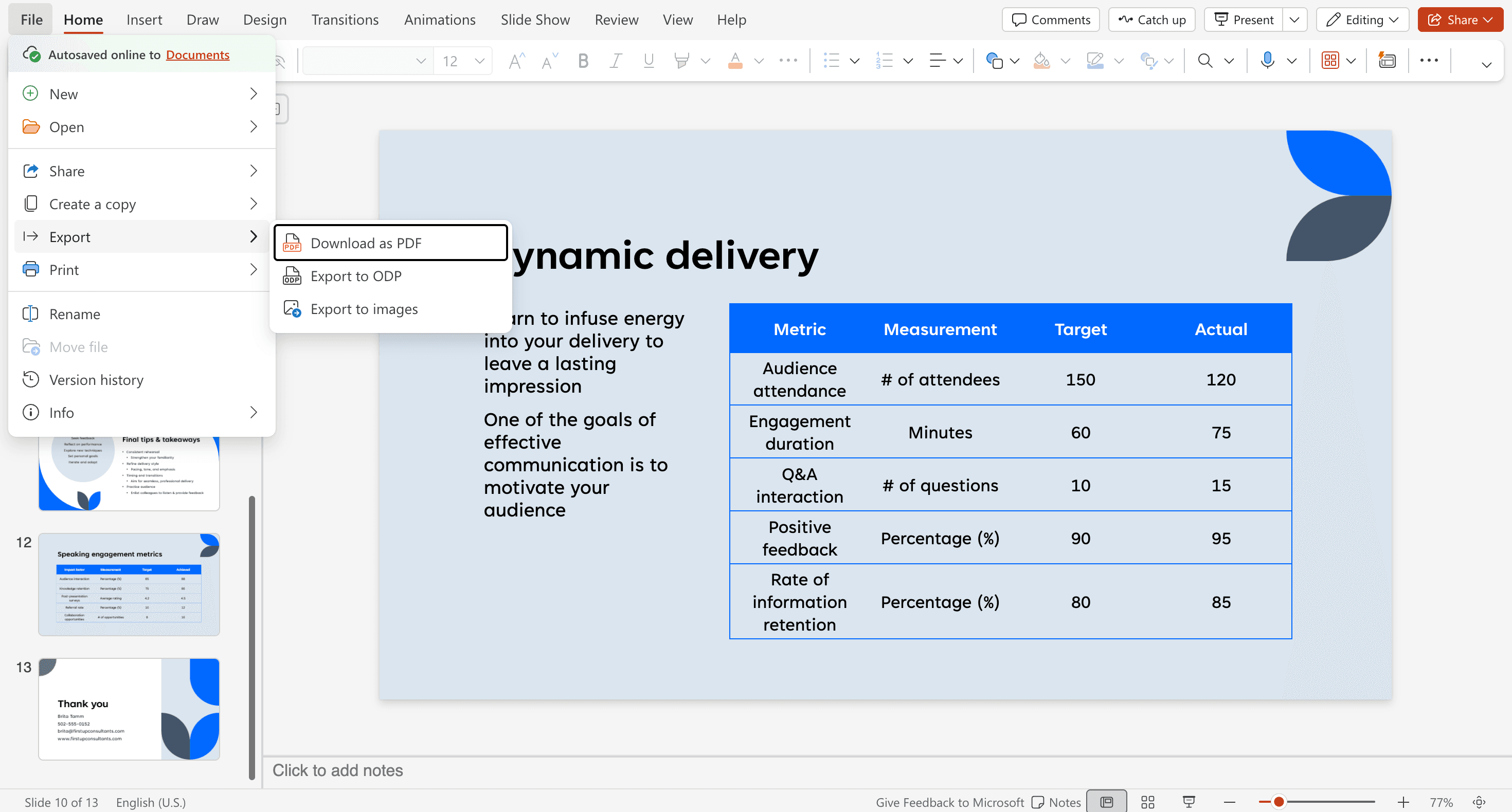 PowerPoint presenter or export workflow showing presentation controls.